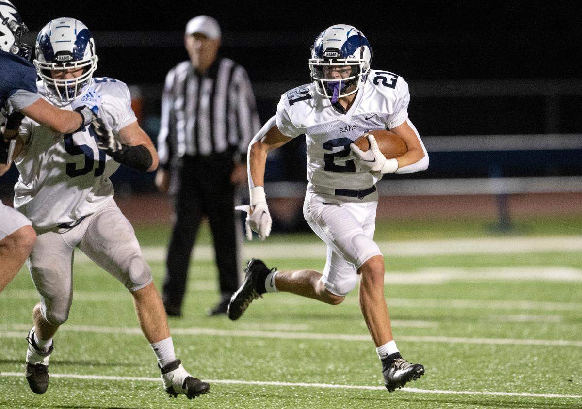 Penns Valley’s Ty Watson cuts down the field with the ball during the game against Philipsburg-Osceola on Friday, Sept. 30, 2022.