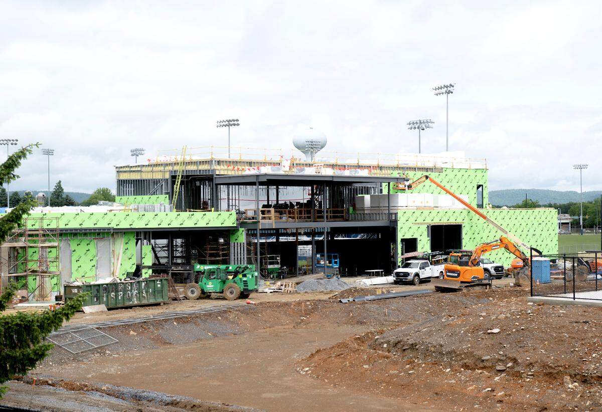 Construction continues on the Penn State soccer performance center next to Jeffrey Field on Thursday, May 29, 2025.