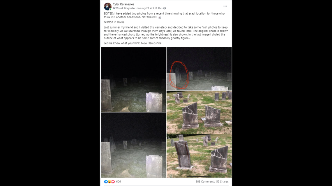 Tyler Karanasios shared multiple photos from the cemetery on a Facebook group with 72,000 followers.