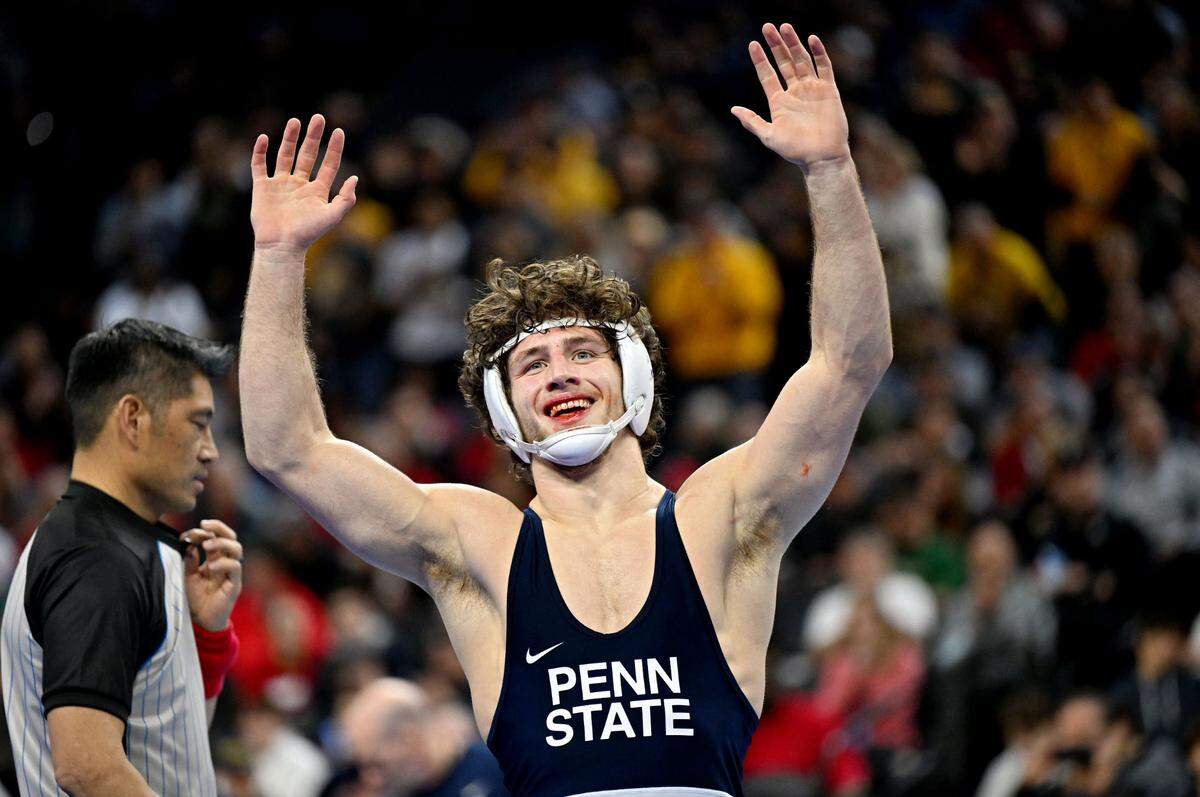 Penn State’s Levi Haines, seen here in a March 2025 photo, was one of three Nittany Lions to earn a U23 World Championships crown in Novi Sad, Serbia.