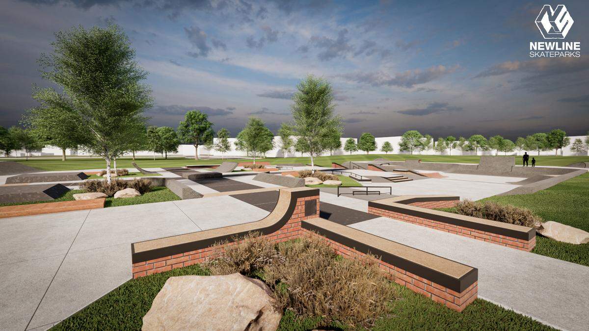 A rendering of what State College’s Action Sports Park at High Point Park could look like. A draft of the skatepark was designed by New Line Skateparks, which was inspired by the conceptual design of local pro skateboarder Jake Johnson.