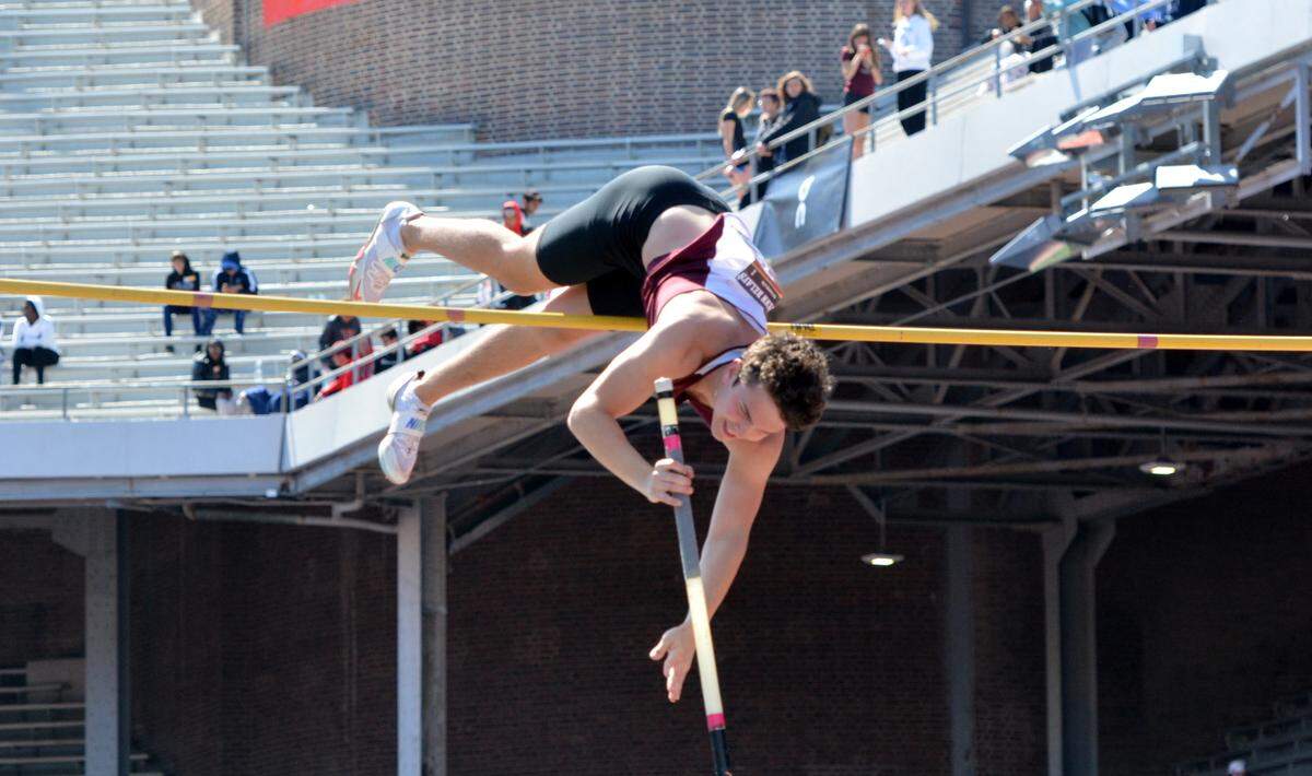 State College’s Ian Dorefice finished in third place of the pole vault at the Penn Relays.