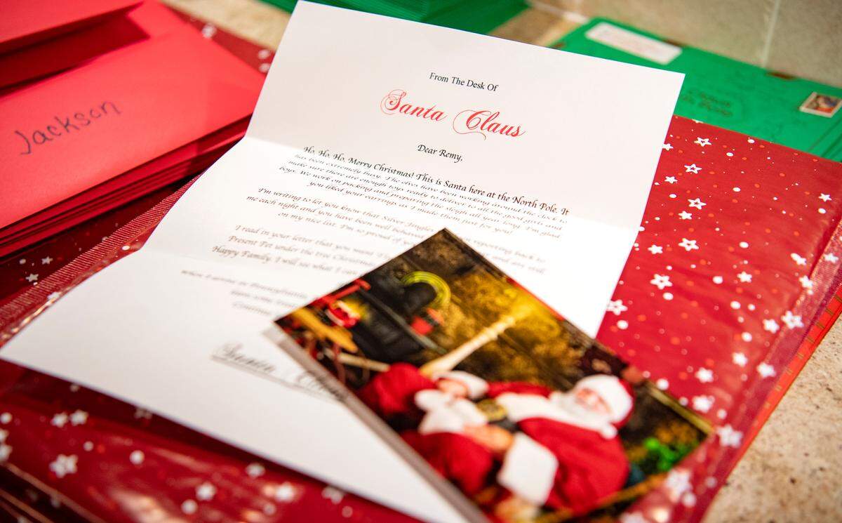 Daniel Forster has a mailbox to accept letters for Santa. Kids receive a personalized response.