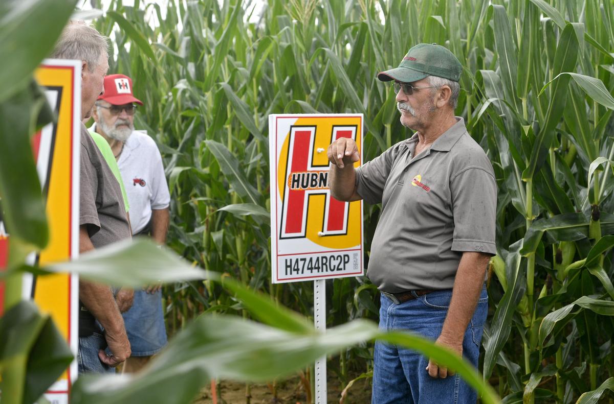 Rick Bashore from Hubner Seed talks about the maturity and important qualities of corn at the Penn State Ag Progress Days on Tuesday.