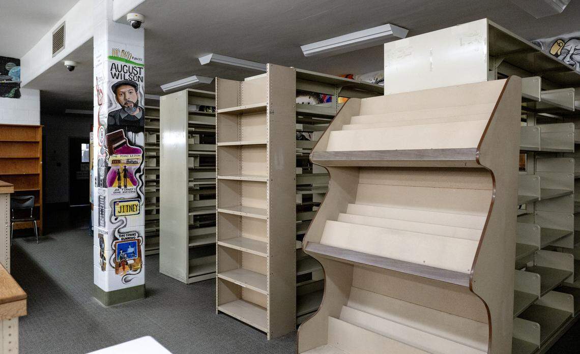 The library in the education building at Rockview state prison on Monday, March 2, 2026. Books have been transferred to other facilities. 