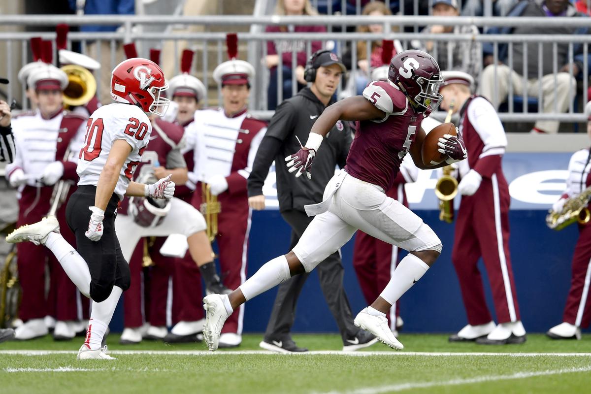 State College’s 	Isaiah Edwards runs in for a touchdown during the game against Cumberland Valley at Beaver Stadium Classic on Saturday, Oct. 26, 2019.