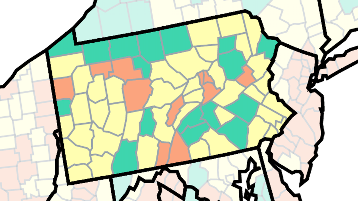 As CDC updates its COVID-19 guidance, here are the 10 PA counties at high community levels