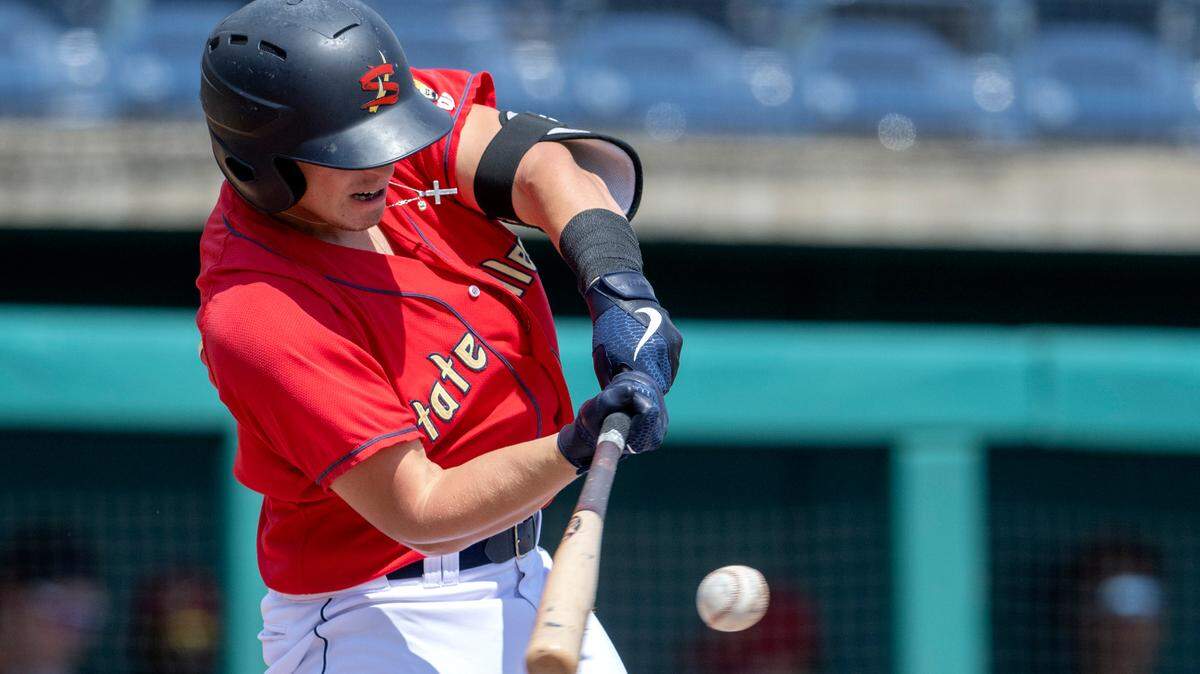 The State College Spikes’s Nike Gile gets a hit during the Thursday, Aug. 4, 2022 game against the Williamsport Crosscutters. The Spikes are among the teams not included in minor league baseball’s recent unionization.