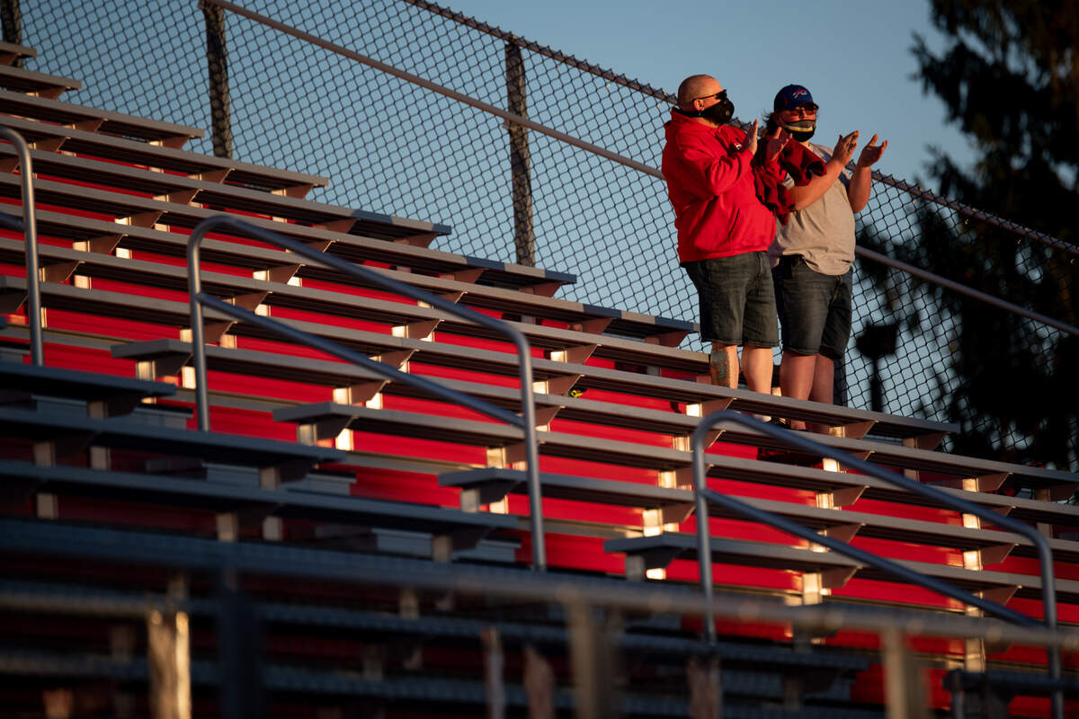 Bellefonte Area High School fans clap before the game against Martinsburg Central High School on Friday, Sept. 18, 2020 in Bellefonte, Pa.
