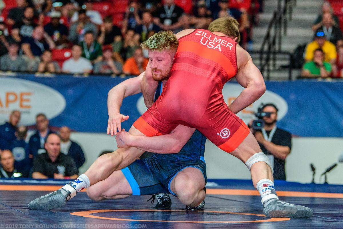 Former Nittany Lion Bo Nickal (NLWC) earns a technical superiority in 5:09 over Hayden Zillmer (Minnesota Storm) for the U.S. Open title 92 kg in men’s freestyle wrestling.
