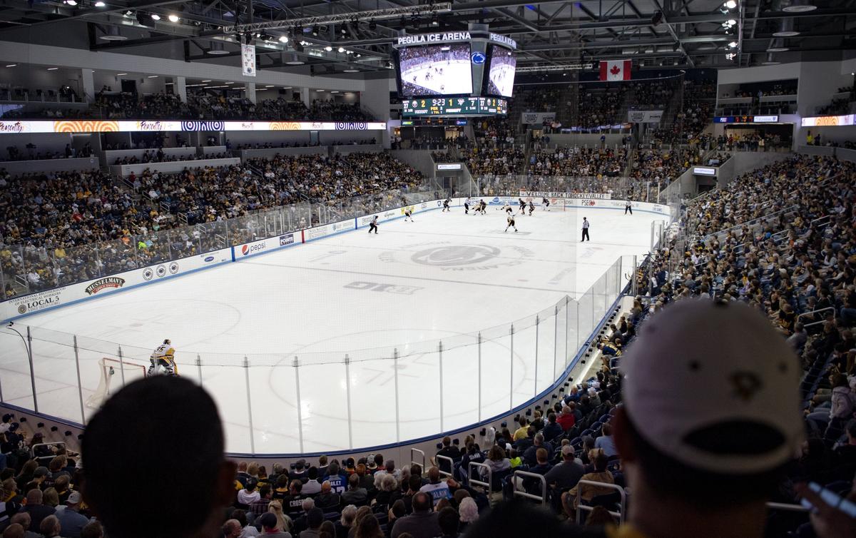 The Pittsburgh Penguins and the Buffalo Sabres play a preseason game at Pegula Ice Arena on Monday Sept. 16, 2019.