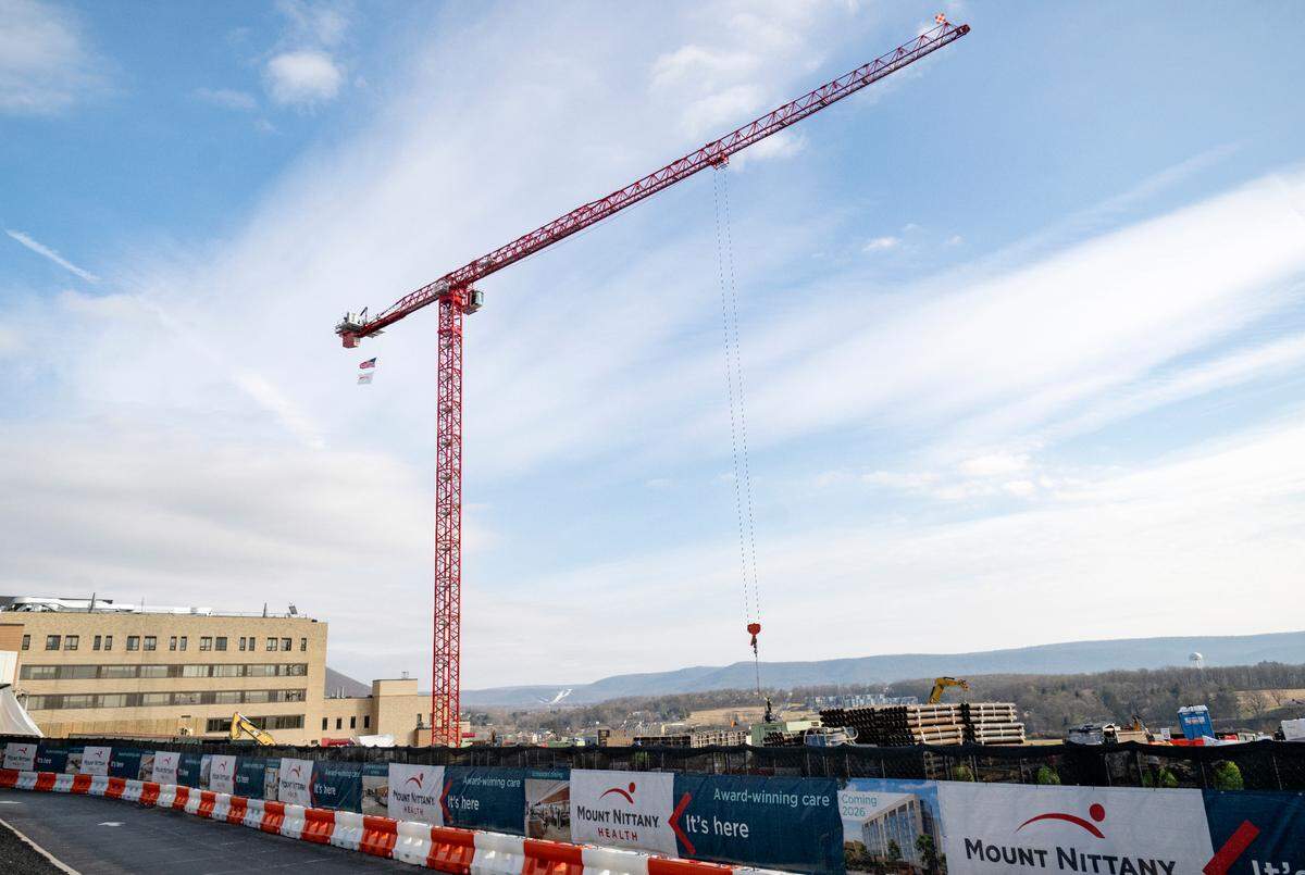 A large crane has been set up for construction of Mount Nittany Medical Center’s new patient tower.