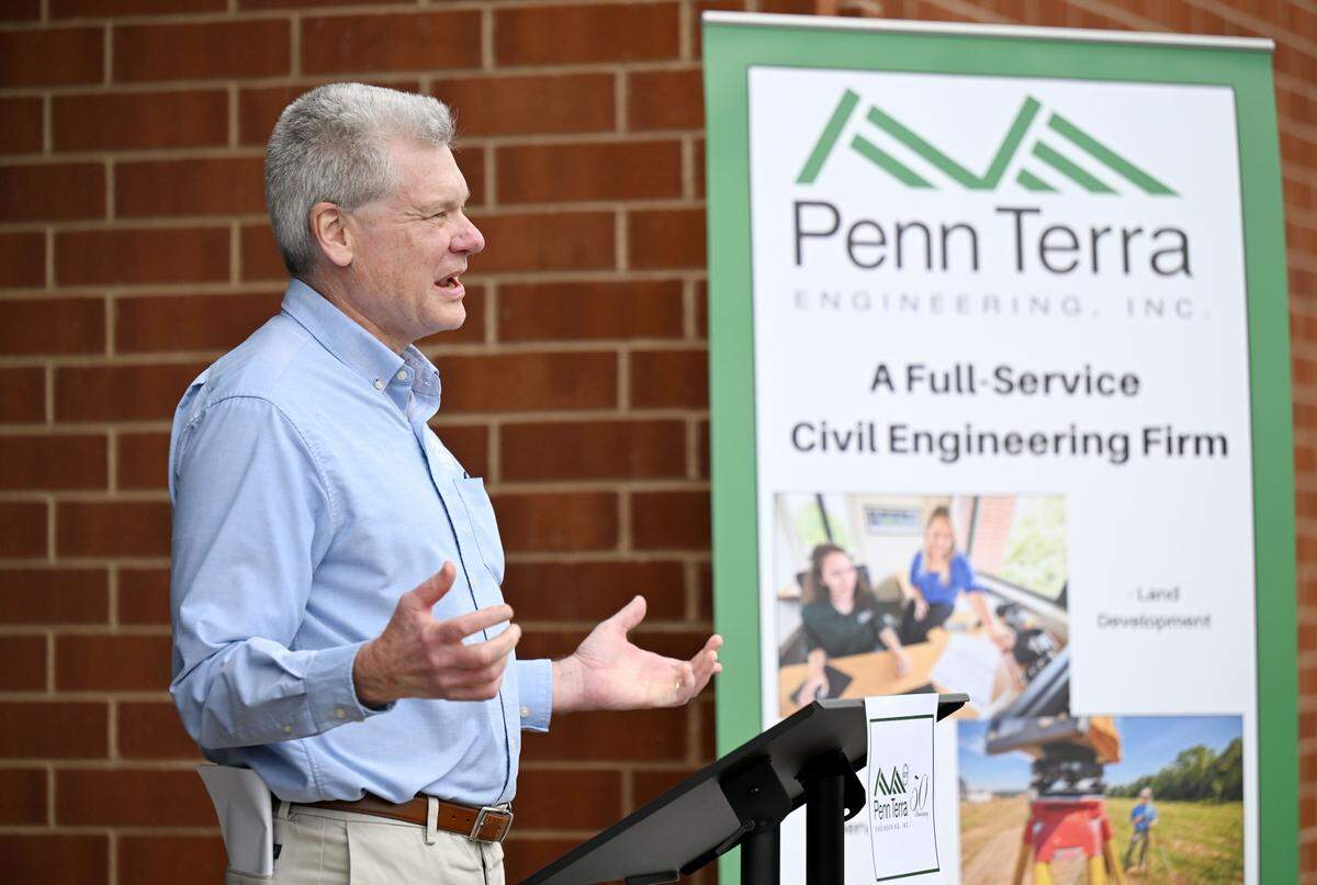 PennTerra Engineering President John Sepp speaks talks about some of the things the company has accomplished during a 50th anniversary celebration on Wednesday, April 1, 2026. 