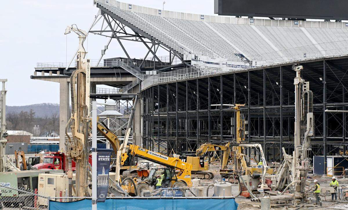 Construction on the west side of Beaver Stadium on Wednesday, March, 12, 2025.