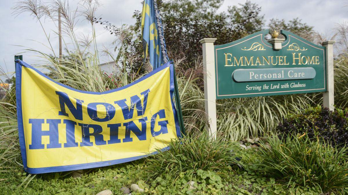 Emmanuel Home Personal Care in Northumberland has signs advertising that they are looking for staff.