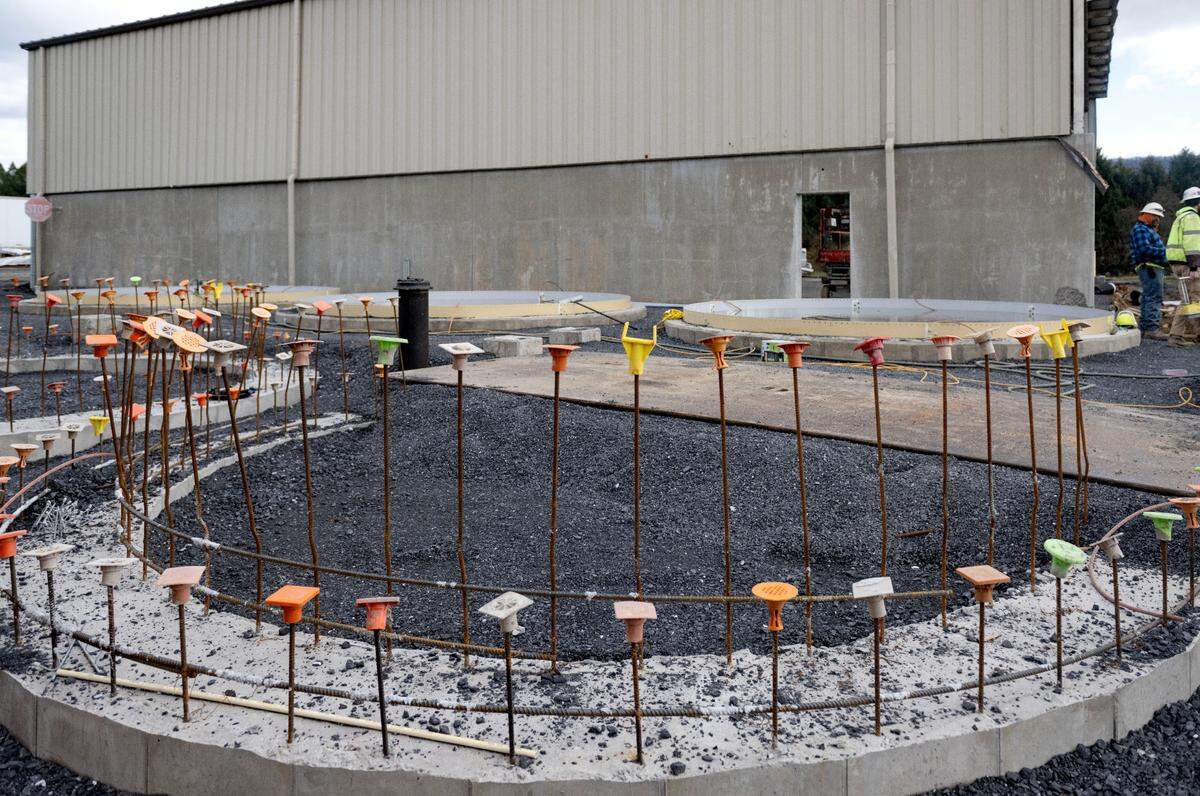 The foundations are being poured for the six biological hydrolysis tanks that are part of the biosolids project at the University Area Joint Authority.