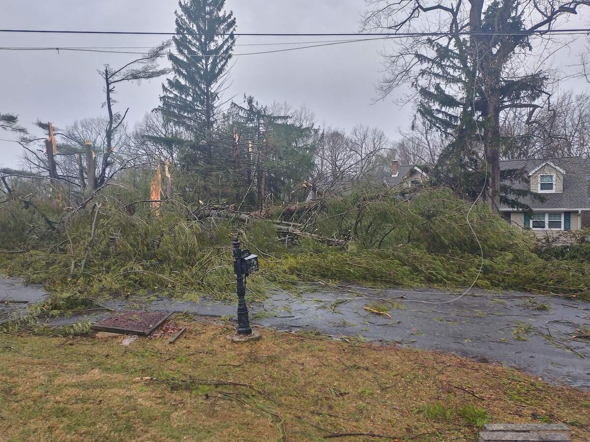 Bel Air Hills Road in Bellefonte is pictured after Sunday’s storm.