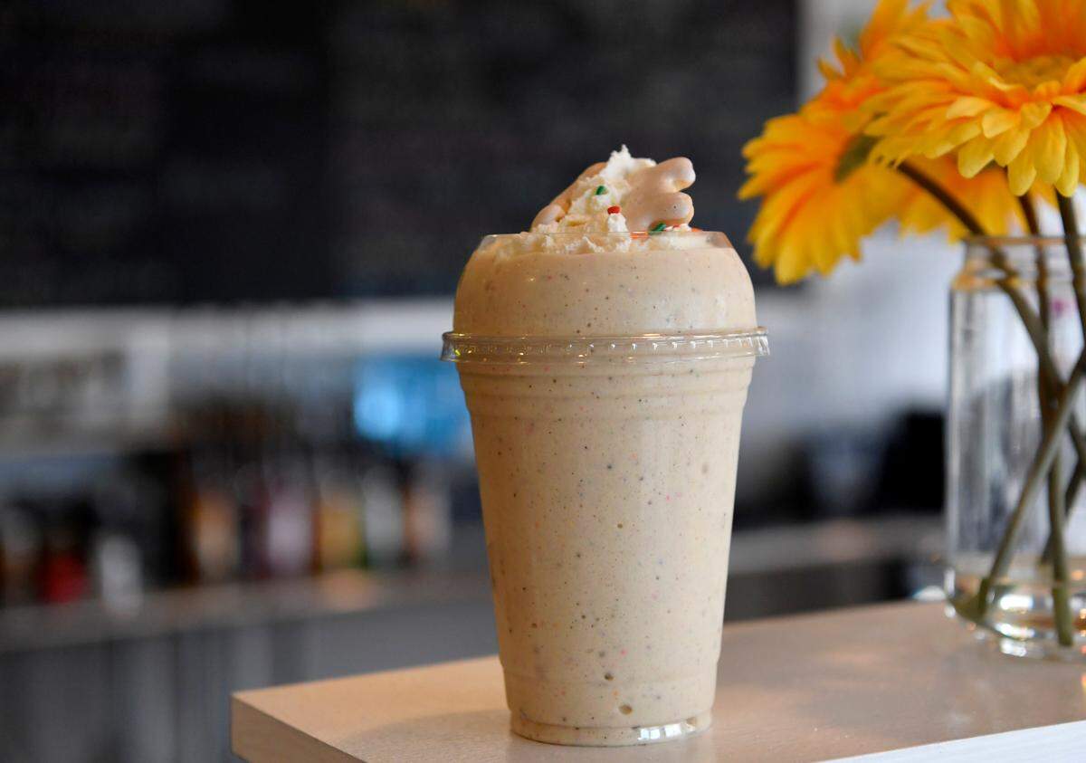 The Frosted Animal Cookie, a high protein shake, is among menu items at Happy Valley Nutrition.