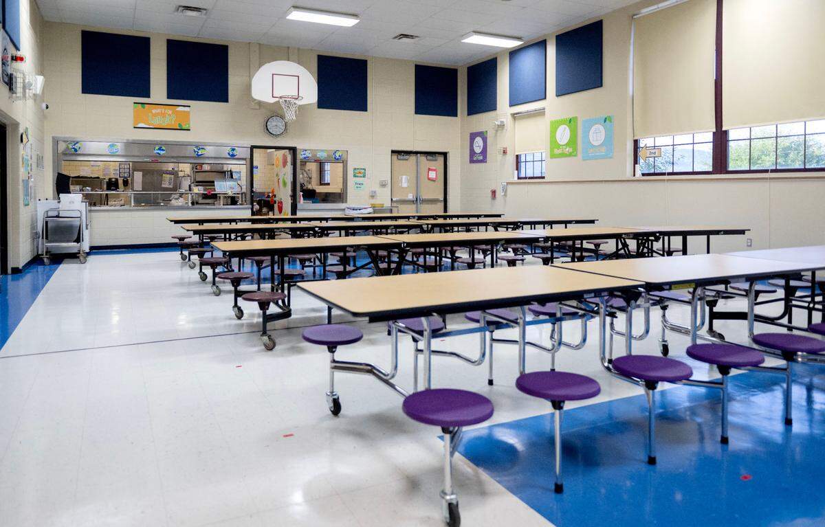 The cafeteria at Miles Township Elementary on the first day of school on Tuesday, Aug. 27, 2024.  