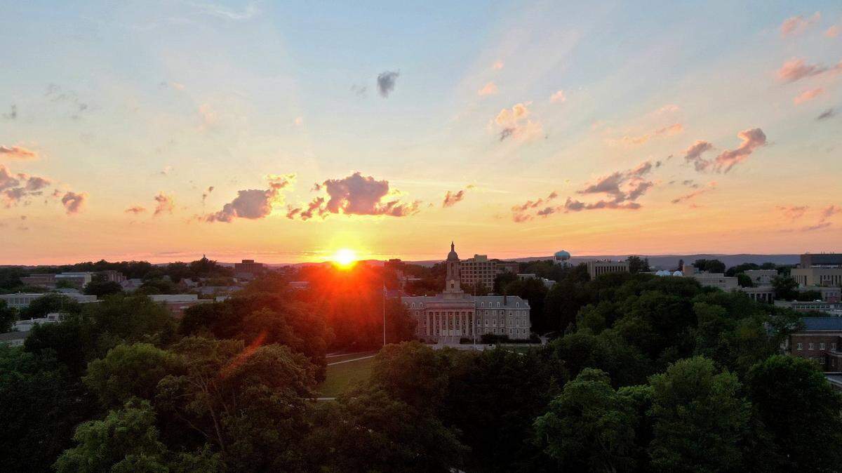 The sun over Old Main on Penn State’s University Park campus.
