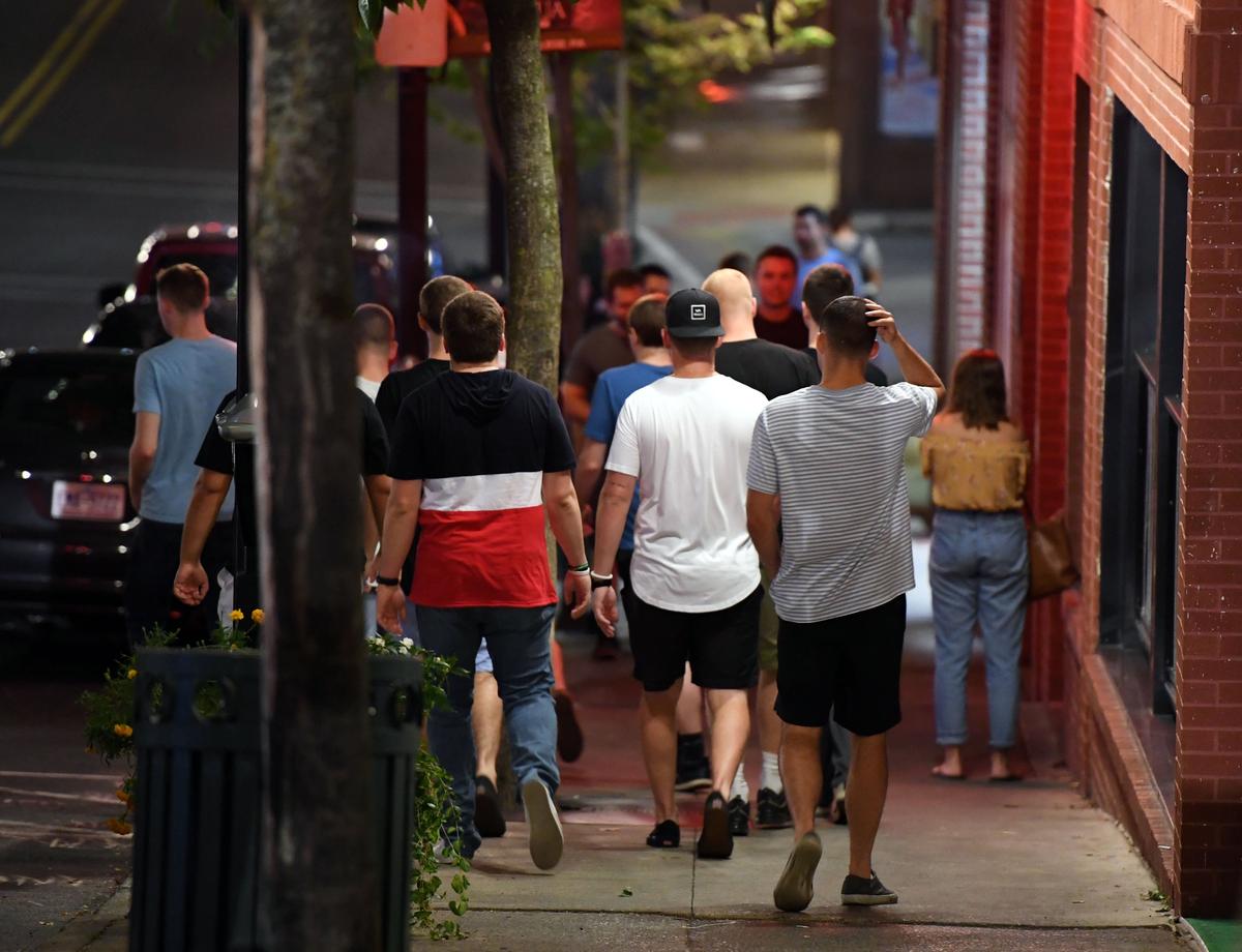 Penn State students walk around downtown State College Thursday, Aug. 30, 2018.