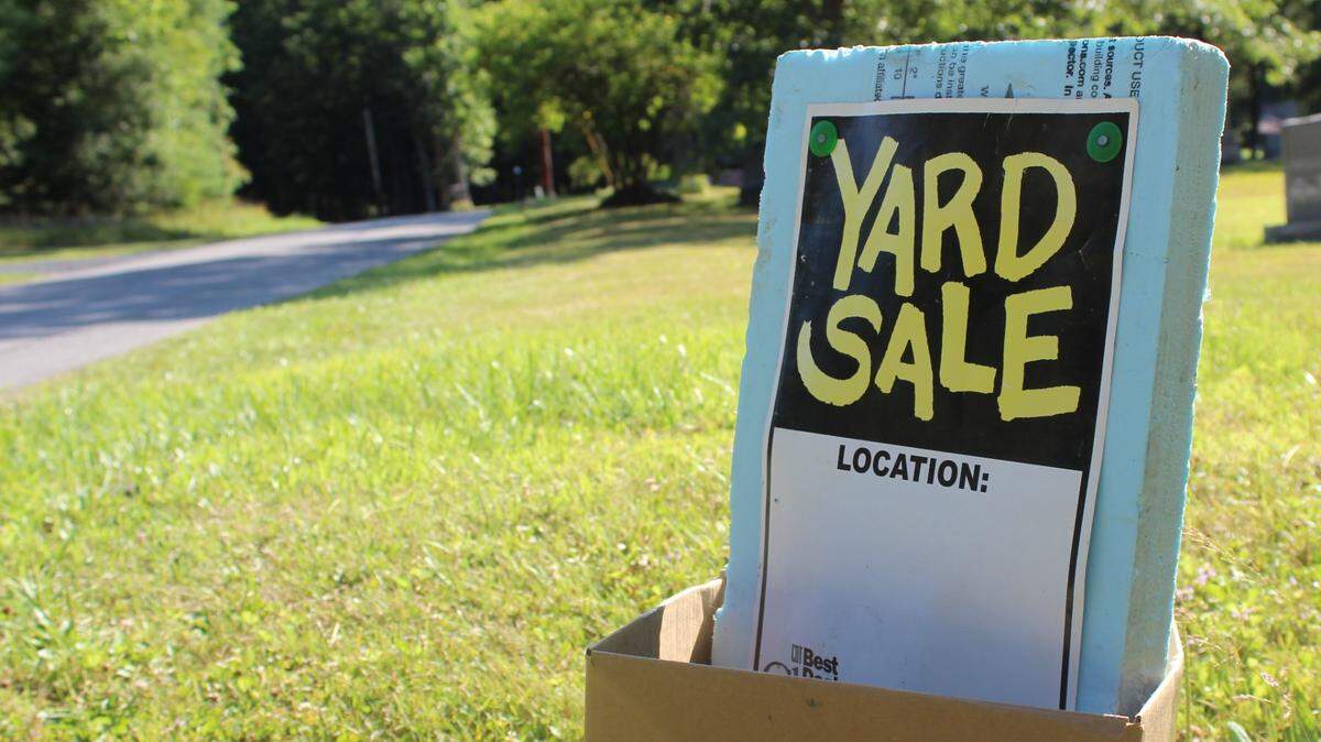 A yard sale sign, found along Pine Glen Road, on Friday during the annual 100 Mile Yard Sale that takes place in parts of Cameron, Centre, Clearfield and Elk counties.