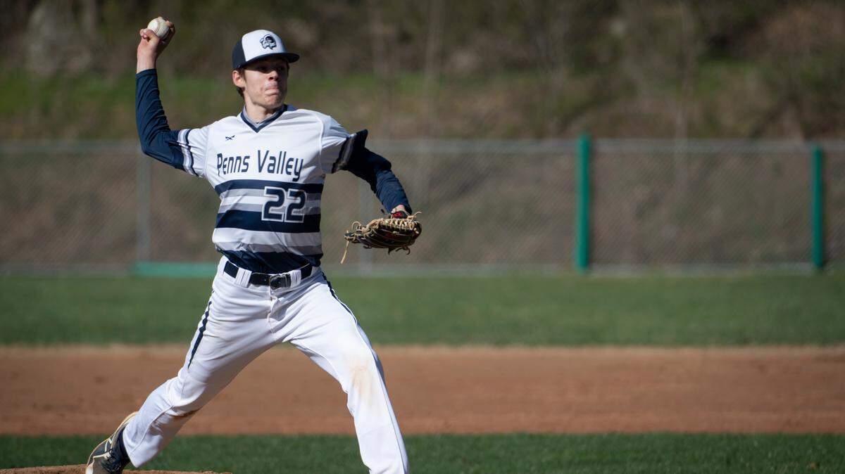 McClain Welshans pitches for Penns Valley during a game April 20 against Saint Joseph’s Catholic Academy.