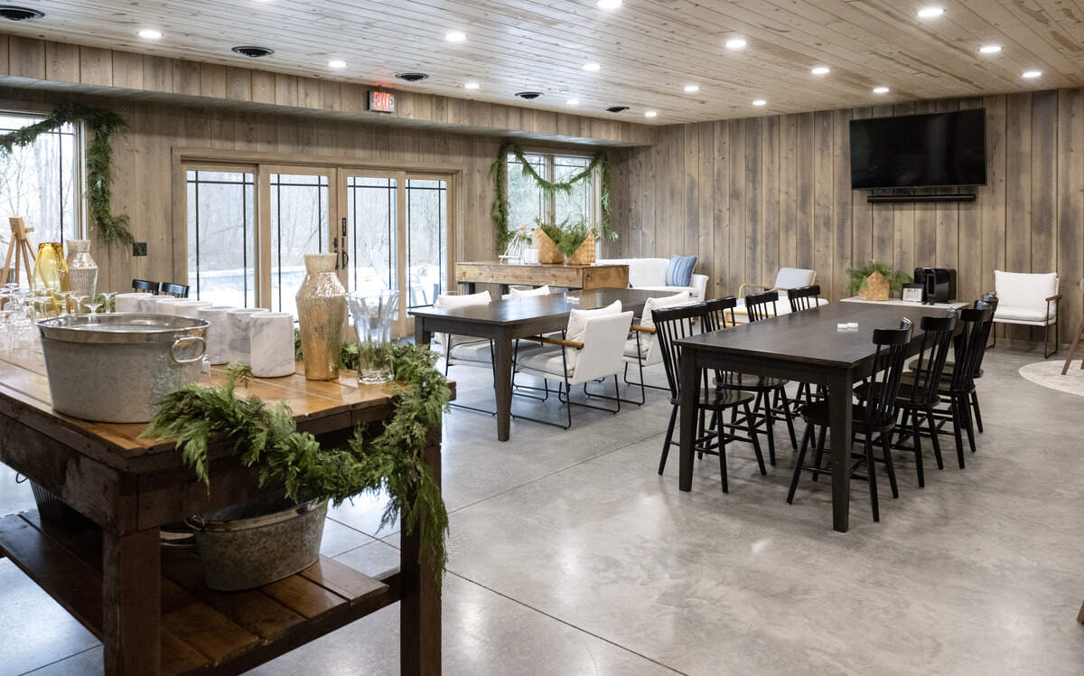The stream side lounge at the Studebaker House on Wednesday, Dec. 10, 2025.