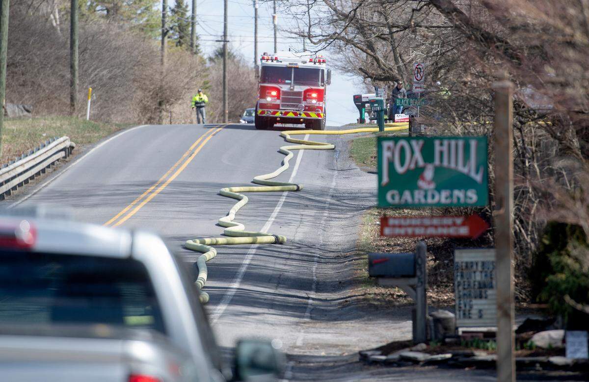Fox Hill Road in Patton township was one lane from as Alpha Fire company responded home filled with smoke on Tuesday, March 29, 2022.