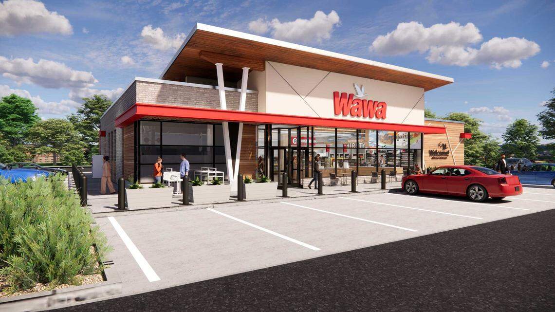 A rendering of what Wawa’s exterior looks like. Early plans show a Wawa is proposed for Benner Township.