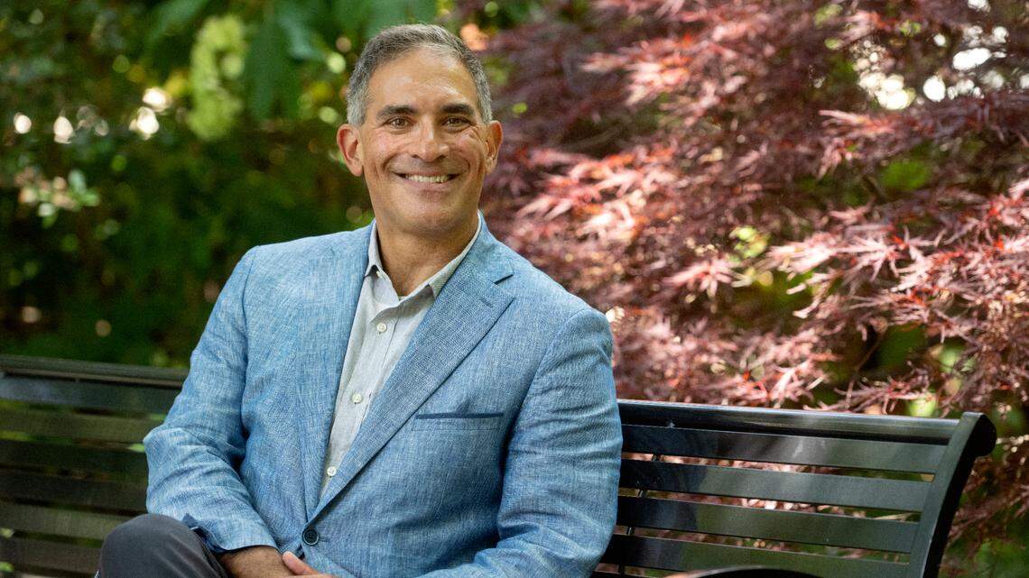 Penn State College of Engineering Dean Justin Schwartz in Foundry Park on the Penn State campus on Wednesday, July 20, 2022.