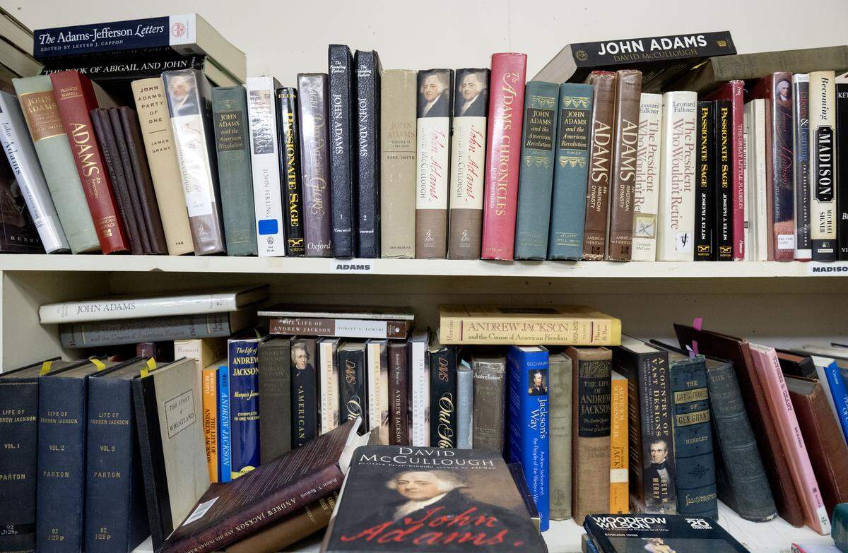 Books about U.S. presidents are in the vault at Forefathers Book Shop on Thursday Sept. 4, 2025.  