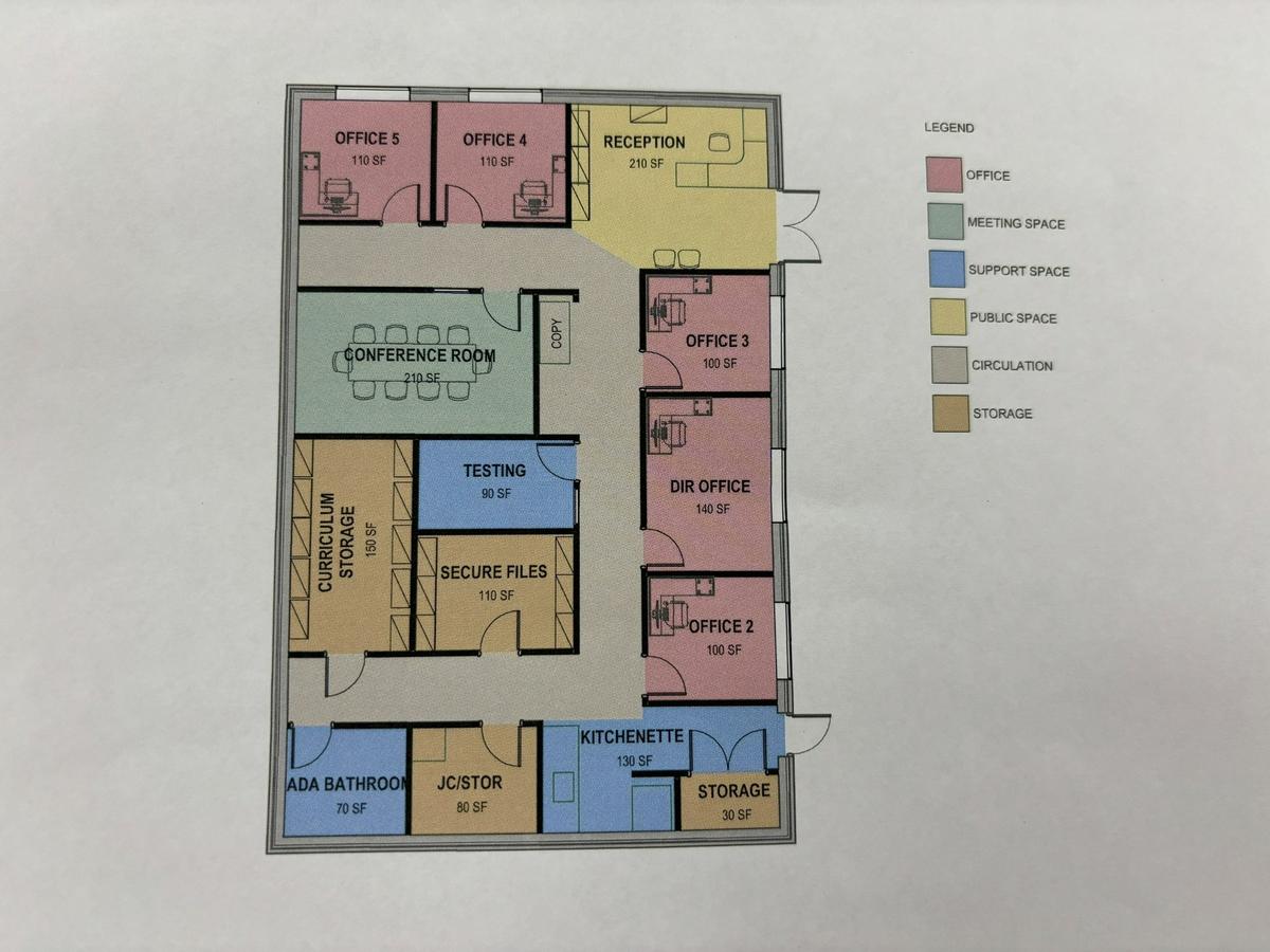 Blueprints of Bald Eagle Area’s planned special education office as part of $3.3 million renovation.