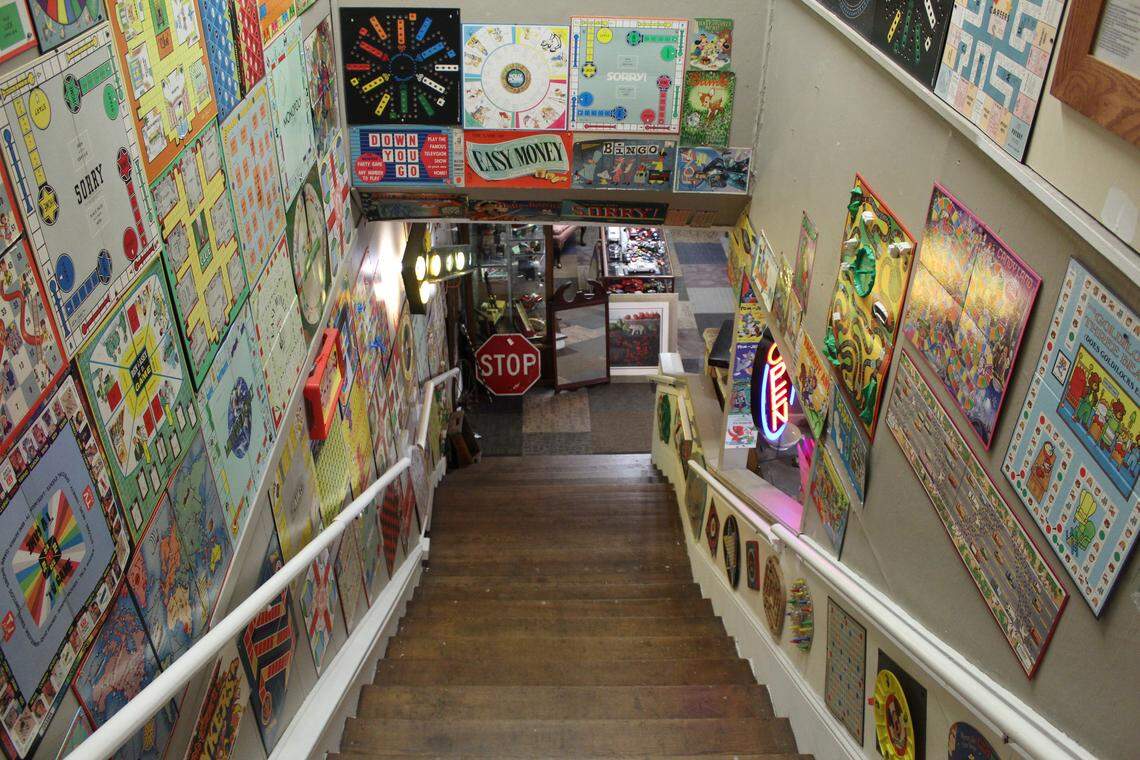 The board game staircase in The Great Mish Mosh on March 12, 2026.