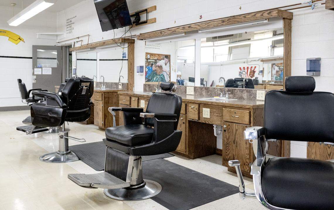 The barbershop at Rockview state prison on Monday, March 2, 2026.