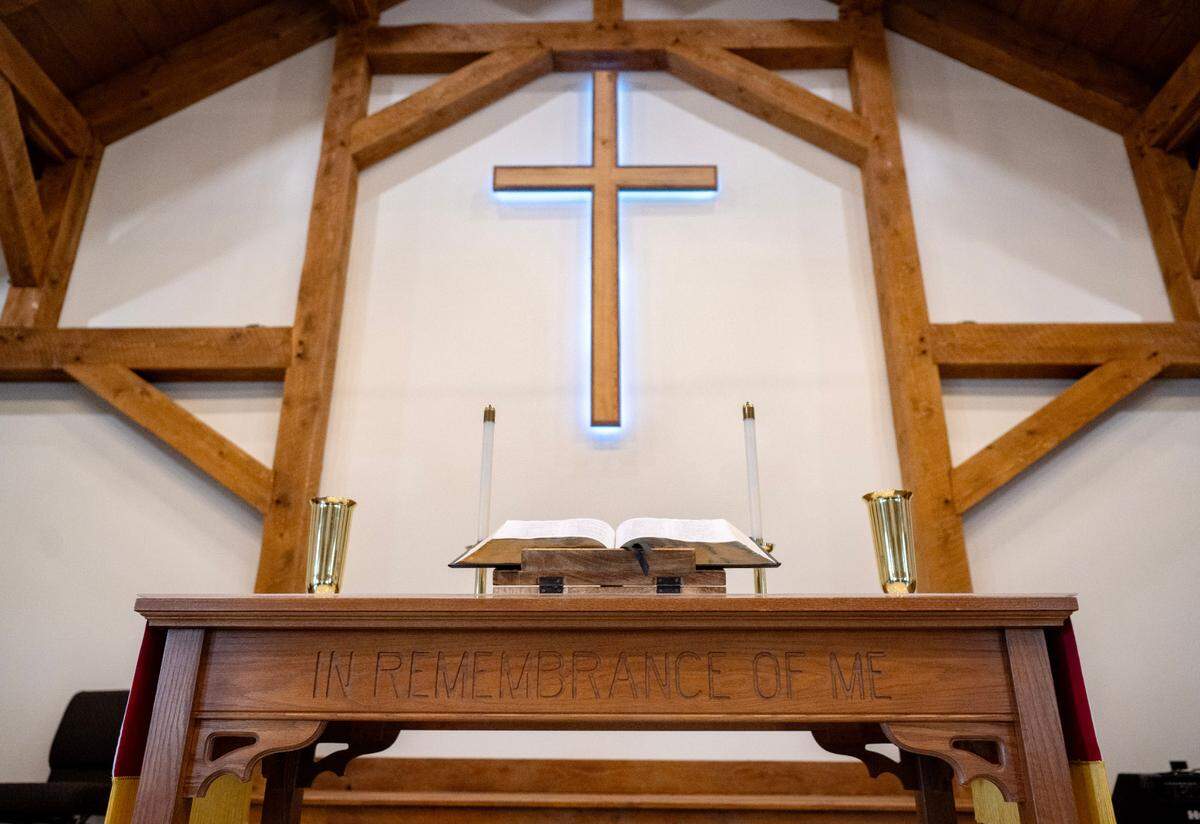 The sanctuary of the new Greater Buffalo Run Valley United Methodist Church on Thursday, April 4, 2024.
