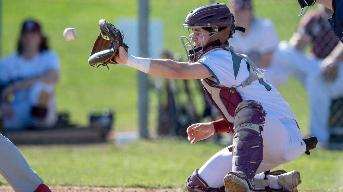 State College’s Ethan Schimony catches during the Tuesday, April 12, 2022 game against Cumberland Valley.