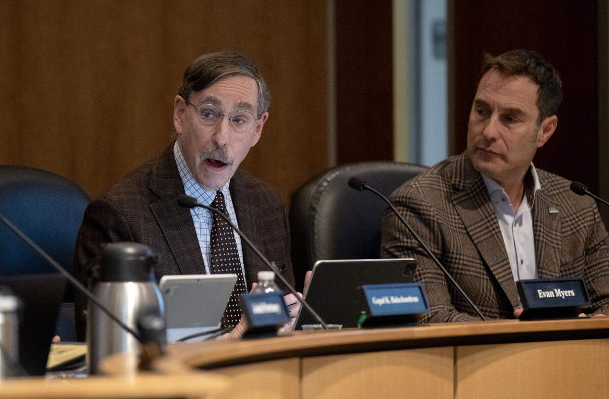State College Borough Council President Evan Myers talks about the 2026 budget during the Monday, Dec. 1, 2025 meeting.  