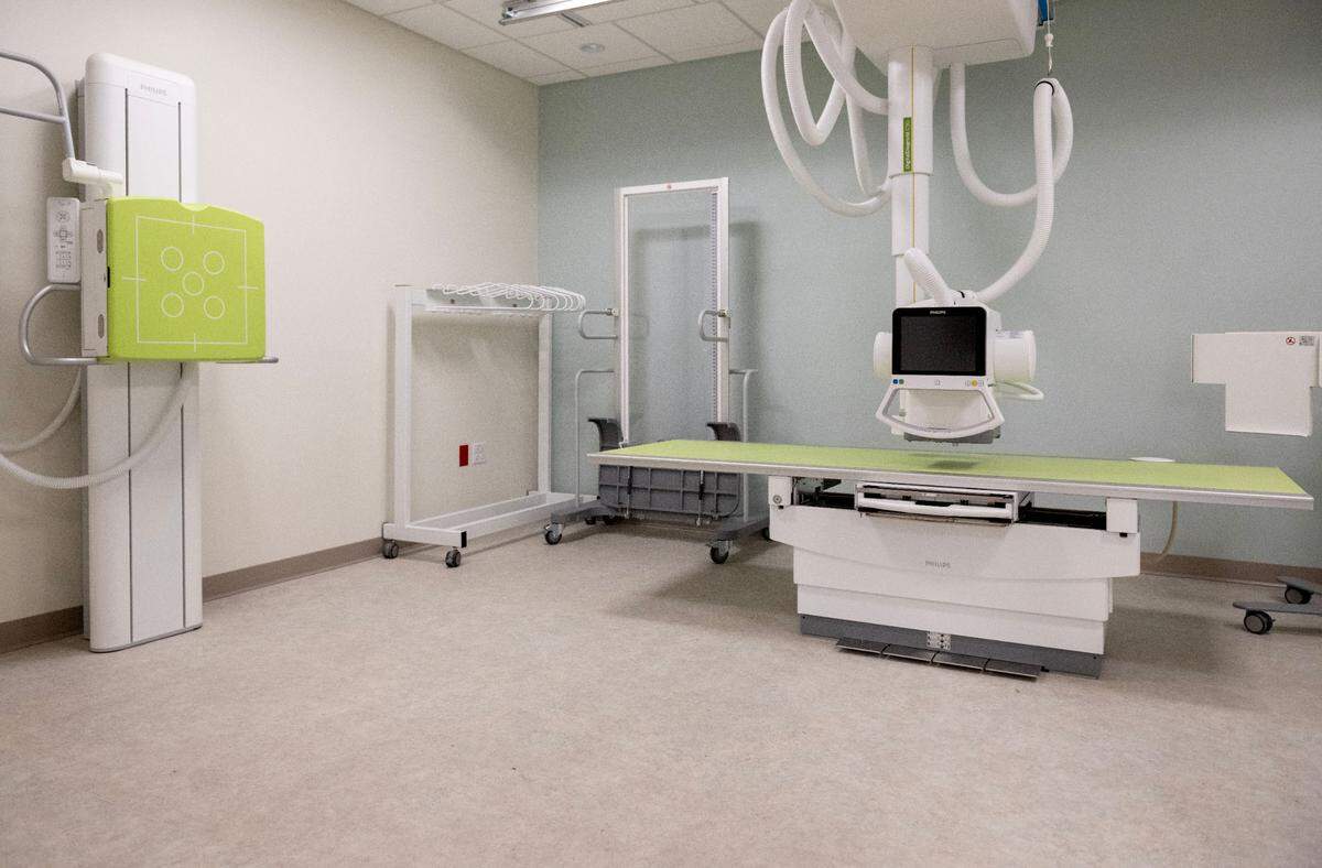 An imaging lab that has the capabilities to do spinal X-rays in the Orthopedics and Sports Medicine Department in the new Mount Nittany Health Toftrees building.