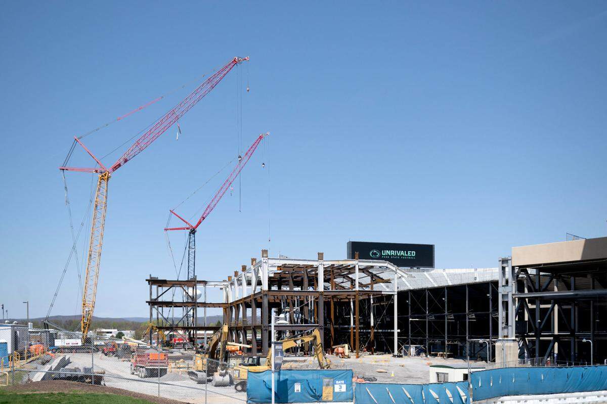Construction on the west side of Beaver Stadium on Wednesday, April 23, 2025.
