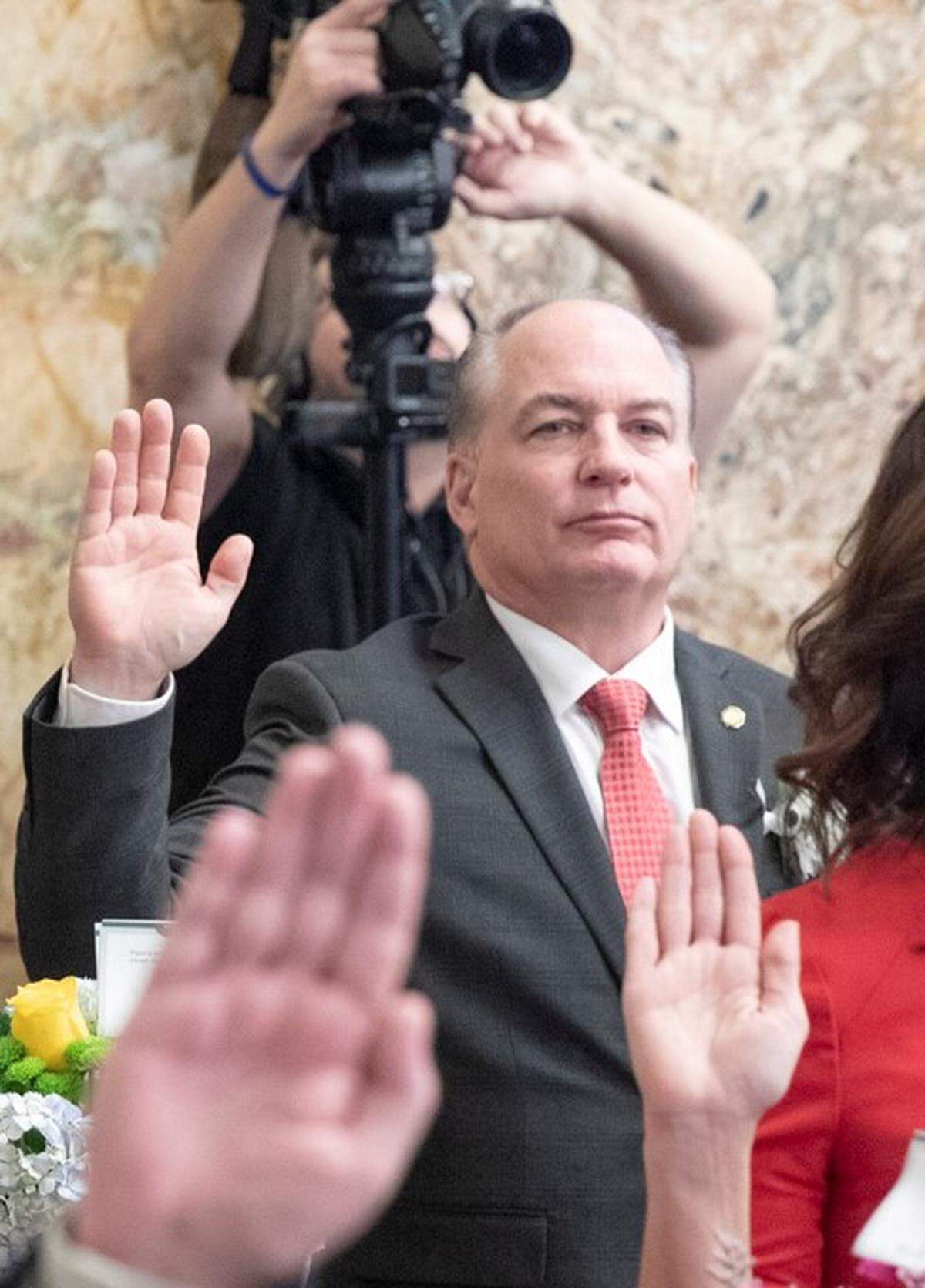 Rep. Kerry Benninghoff is sworn in for a new term in the Pennsylvania House of Representatives in January.