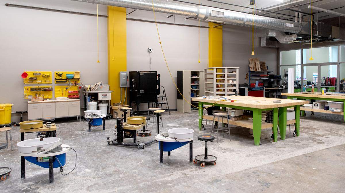 A look inside pottery area at The Rivet.