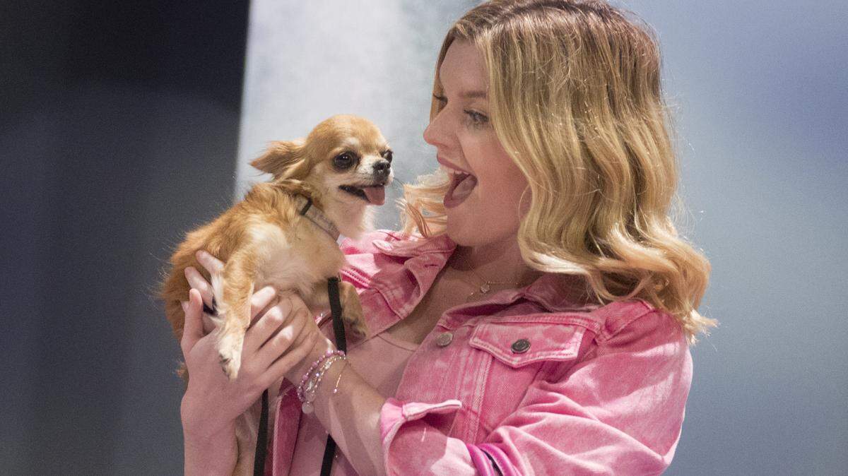 Lauren Echausse, along with co-star “Claire,” rehearse a scene from the Penn State Centre Stage production of “Legally Blonde the Musical’ at the Playhouse.”