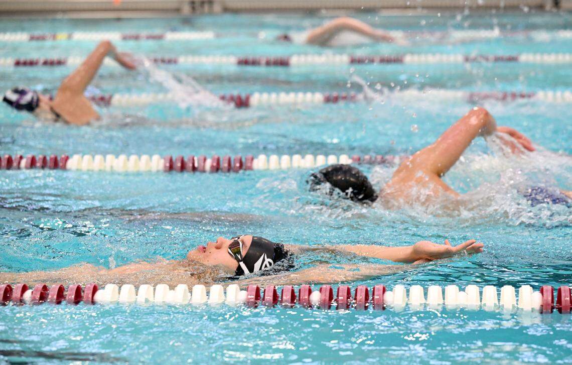 The State College swim team practices on Thursday, March 5, 2026.  