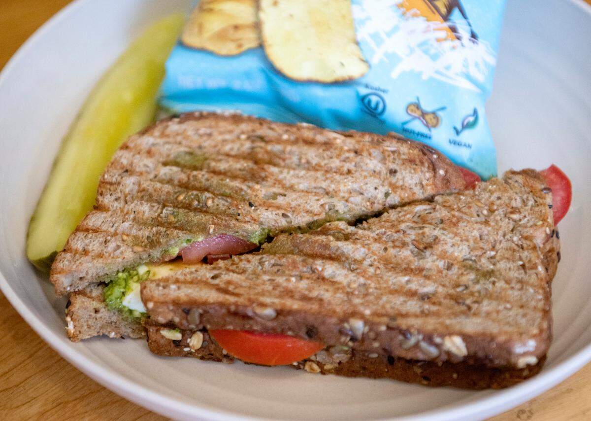 A caprese panini at the Meandering Mallard on Thursday, April 20, 2023.