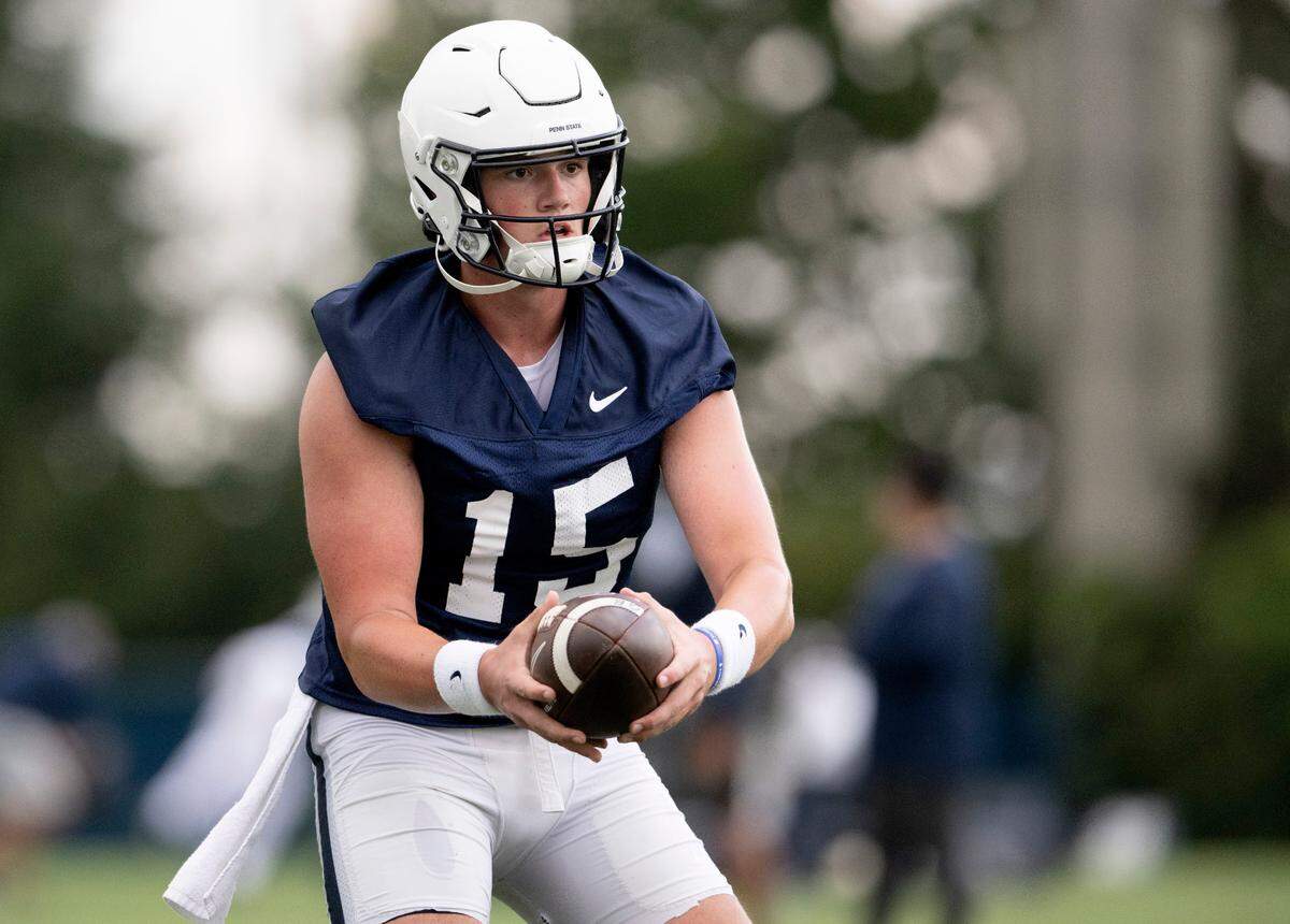 Penn State quarterback Drew Allar during the first day of practice on Monday, Aug. 1, 2022.