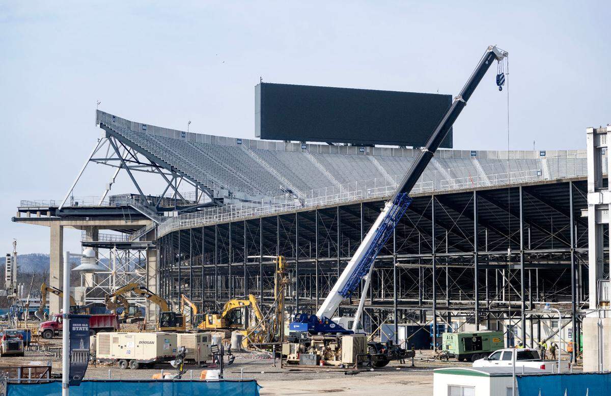 Construction on the west side of Beaver Stadium on Wednesday, February. 19, 2025.