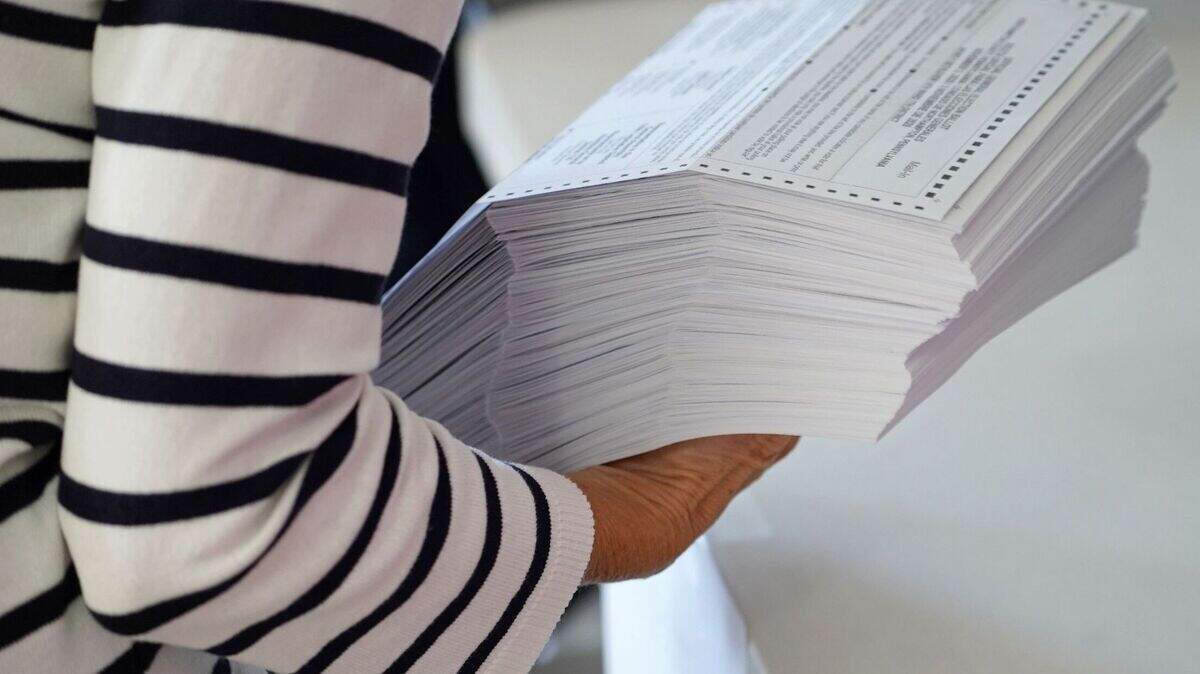 Mail ballots are seen on Election Day 2020 in Northampton County.