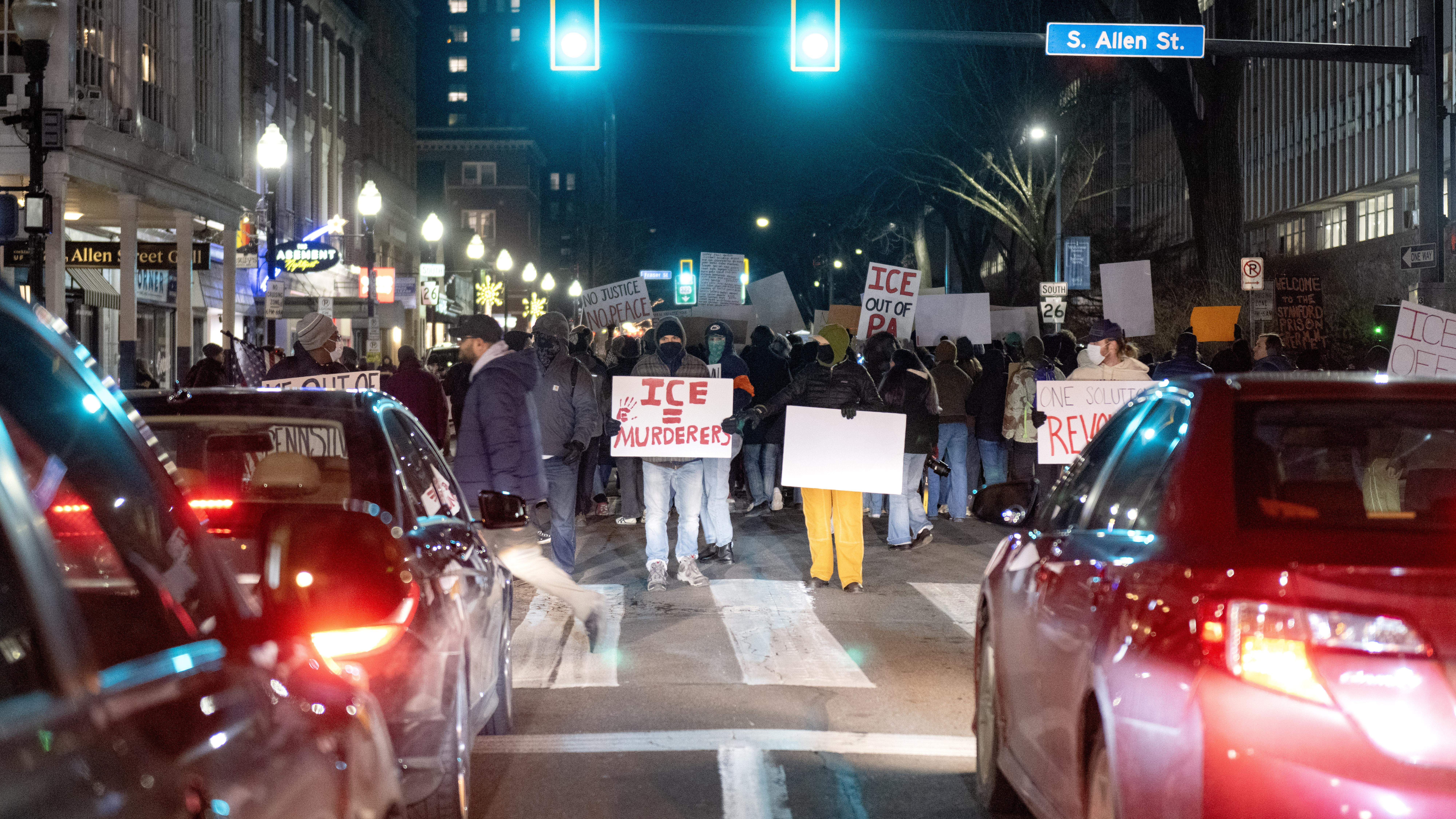Penn State students march through State College streets to protest ICE