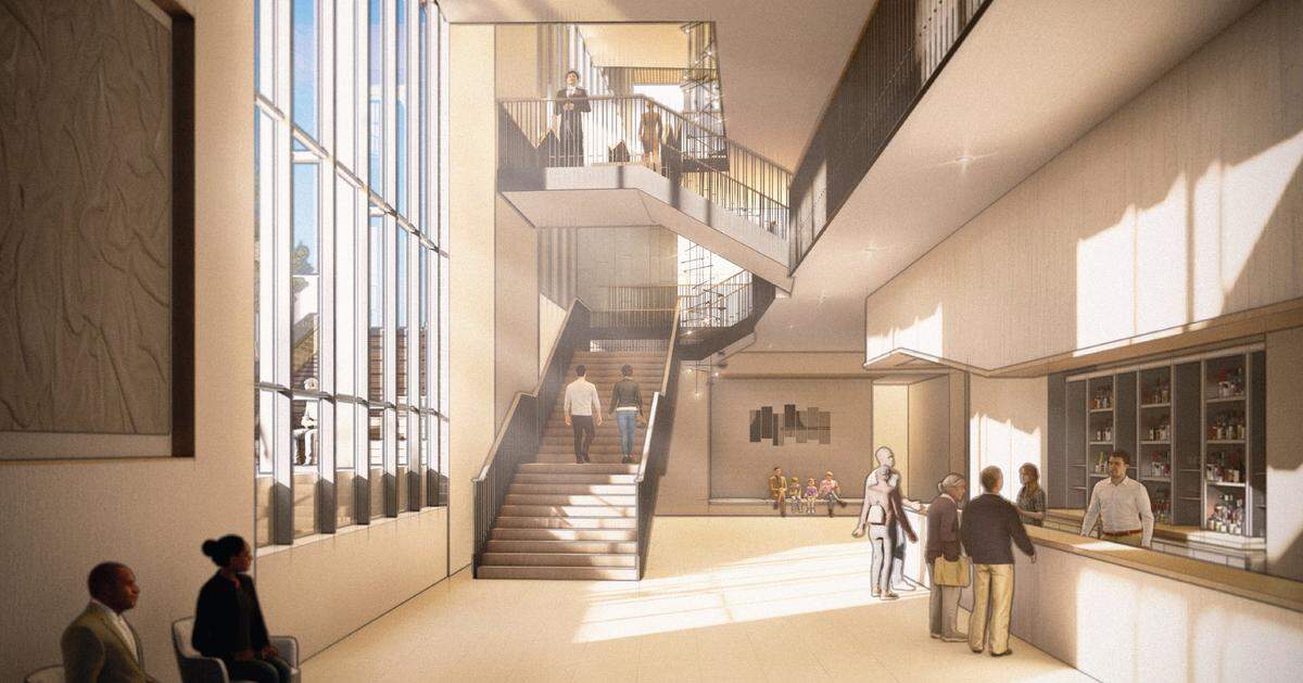 A rendering of the lobby from the conceptual design of the Nittany Performing Arts Centre, which organizers would like to see in downtown State College.